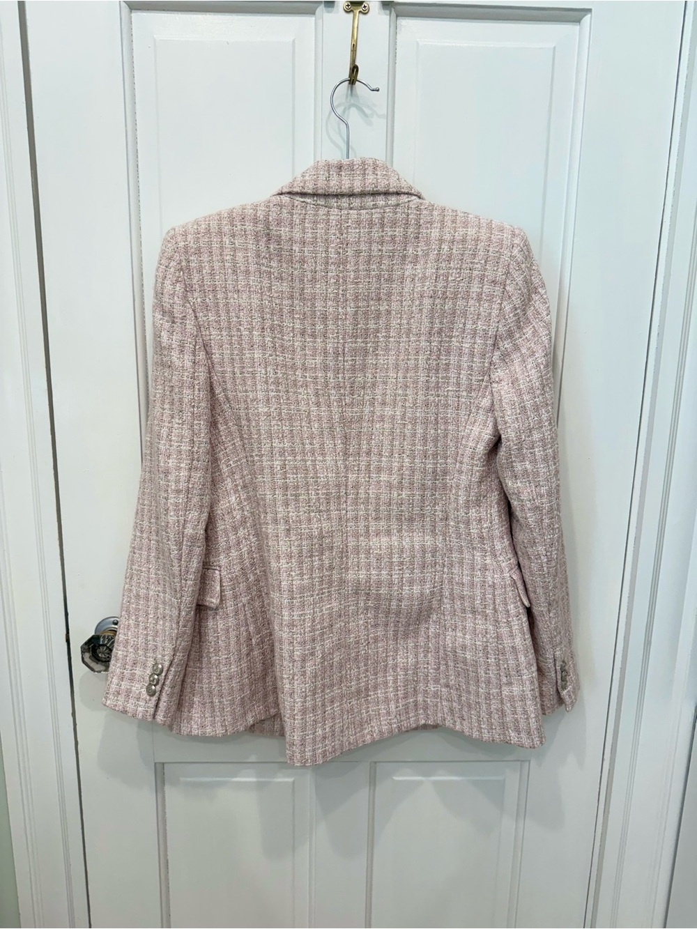 Zara Light Pink Tweed Double-Breasted Blazer - Picture 3 of 5
